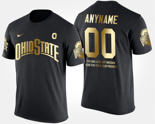 Ohio State Buckeyes #00 Gold Limited For Men Short Sleeve With Message Custom T-Shirt - Black
