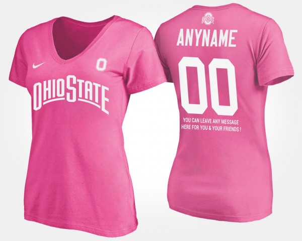 Ohio State Buckeyes #00 Ladies With Message Custom T-Shirts - Pink