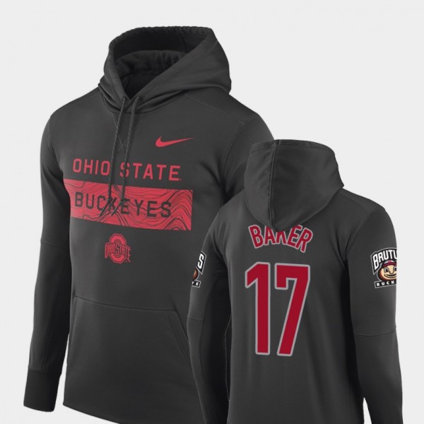 Ohio State Buckeyes #17 Jerome Baker For Men Football Performance Sideline Seismic Hoodie - Anthracite