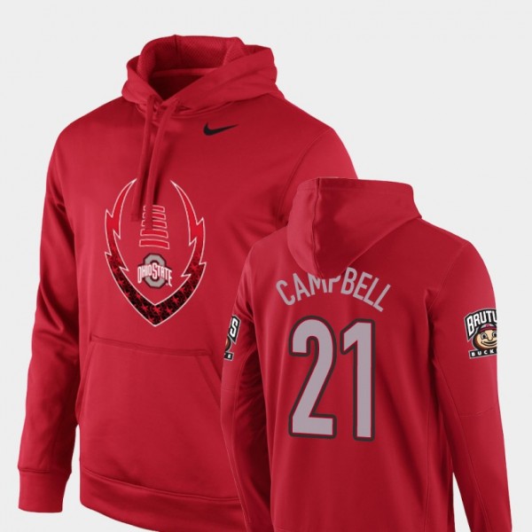 Ohio State Buckeyes #21 Parris Campbell Men Football Performance Icon Circuit Hoodie - Scarlet