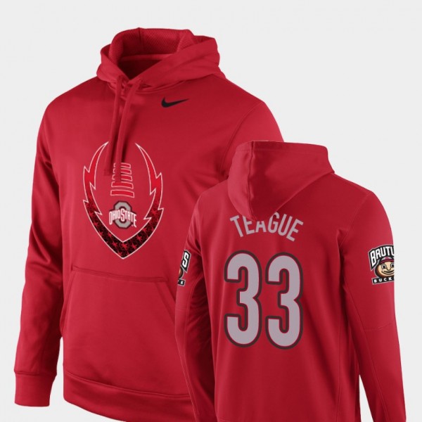 Ohio State Buckeyes #33 Master Teague Football Performance Icon Circuit For Men Hoodie - Scarlet