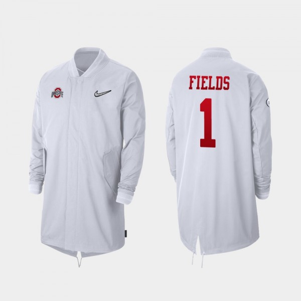Ohio State Buckeyes #1 Justin Fields 2019 College Football Playoff Bound Men Full-Zip Sideline Jacket - White