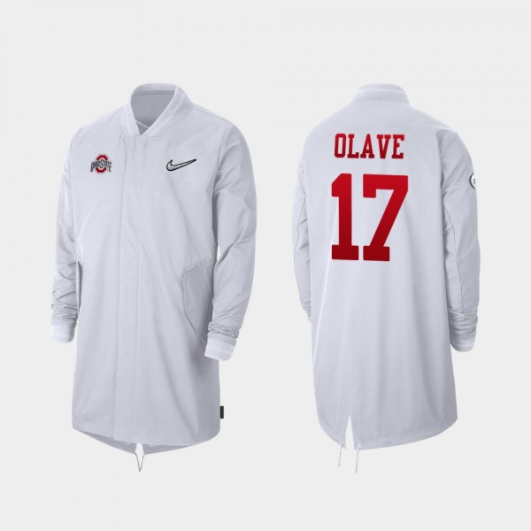 Ohio State Buckeyes #17 Chris Olave Men 2019 College Football Playoff Bound Full-Zip Sideline Jacket - White