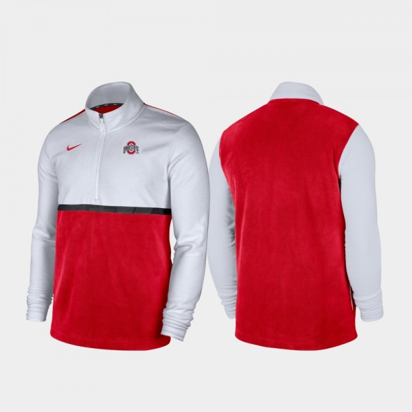 Ohio State Buckeyes Quarter-Zip Pullover Color Block For Men's Jacket - White Scarlet - Click Image to Close