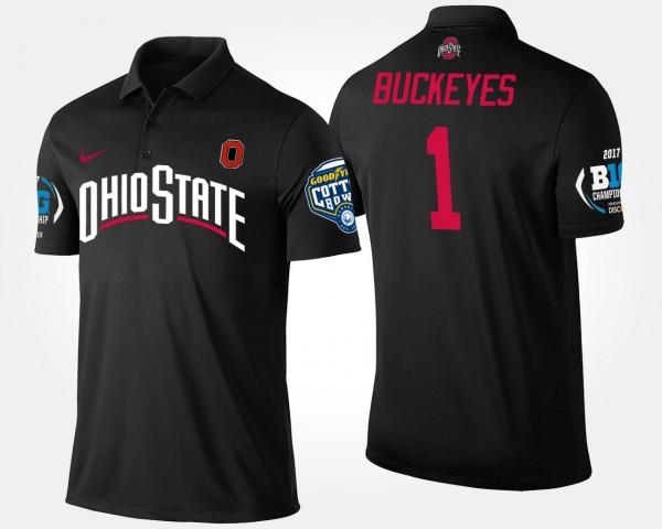 Ohio State Buckeyes #1 For Men's No.1 Big Ten Conference Cotton Bowl Bowl Game Polo - Black