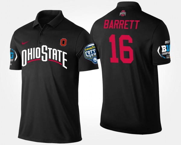 Ohio State Buckeyes #16 J.T. Barrett For Men Big Ten Conference Cotton Bowl Bowl Game Polo - Black - Click Image to Close
