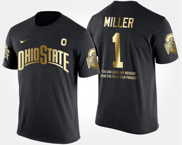 Ohio State Buckeyes #1 Braxton Miller For Men's Short Sleeve With Message Gold Limited T-Shirt - Black