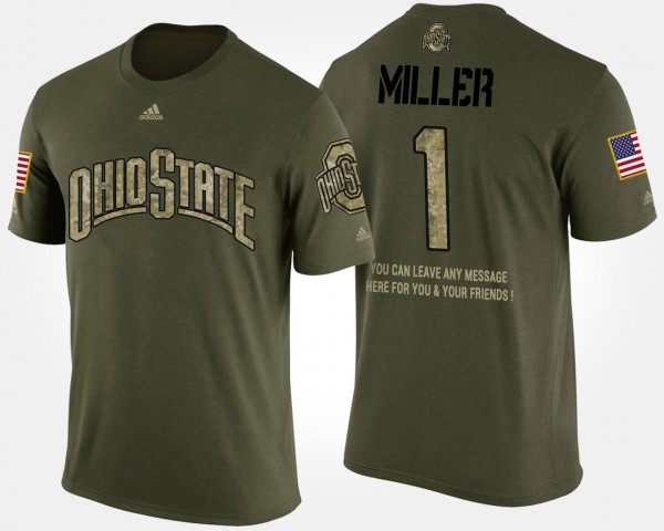 Ohio State Buckeyes #1 Braxton Miller Short Sleeve With Message Military For Men T-Shirt - Camo
