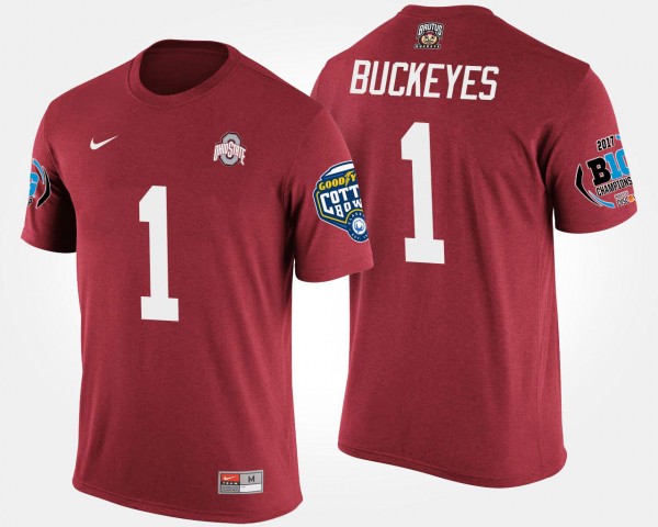Ohio State Buckeyes #1 For Men Bowl Game No.1 Big Ten Conference Cotton Bowl T-Shirt - Scarlet