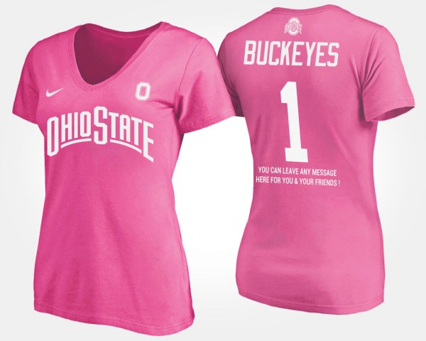 Ohio State Buckeyes #1 Women No.1 Short Sleeve With Message T-Shirt - Pink
