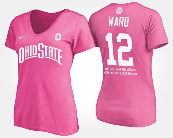 Ohio State Buckeyes #12 Denzel Ward For Women With Message T-Shirt - Pink