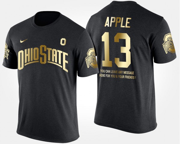 Ohio State Buckeyes #13 Eli Apple Gold Limited Short Sleeve With Message For Men T-Shirt - Black