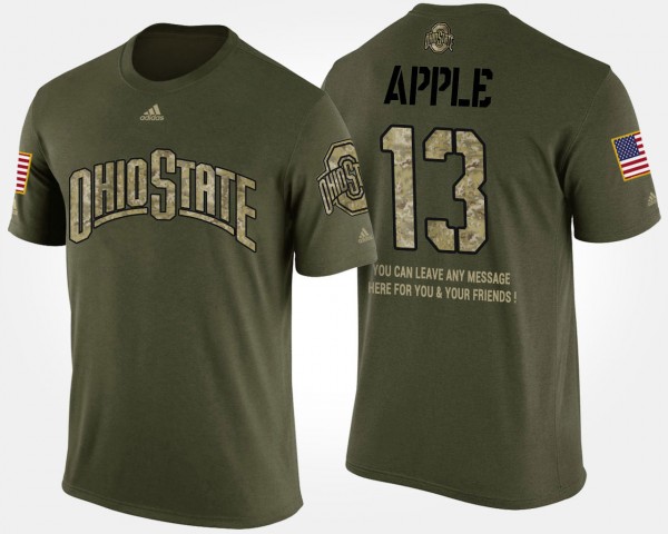 Ohio State Buckeyes #13 Eli Apple Men's Military Short Sleeve With Message T-Shirt - Camo