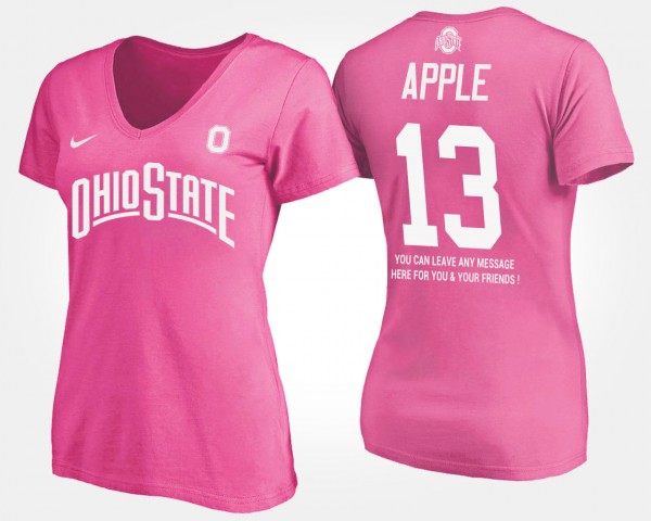 Ohio State Buckeyes #13 Eli Apple With Message Women T-Shirt - Pink
