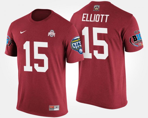Ohio State Buckeyes #15 Ezekiel Elliott Big Ten Conference Cotton Bowl Bowl Game Men's T-Shirt - Scarlet