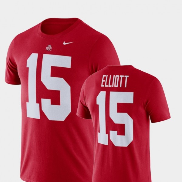 Ohio State Buckeyes #15 Ezekiel Elliott For Men's Football Performance T-Shirt - Scarlet