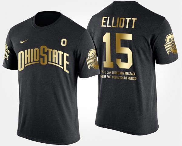 Ohio State Buckeyes #15 Ezekiel Elliott For Men's Gold Limited Short Sleeve With Message T-Shirt - Black