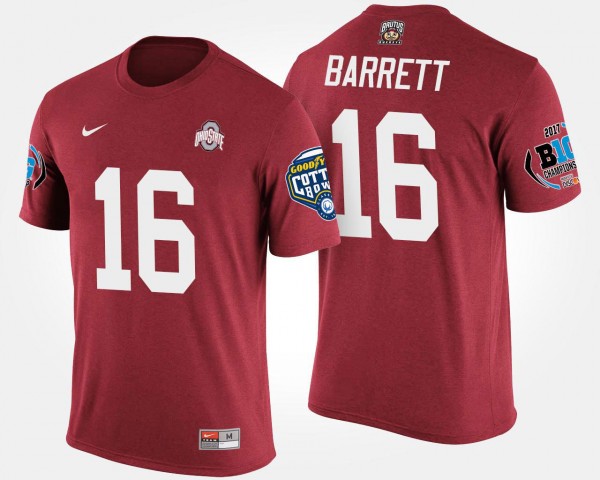 Ohio State Buckeyes #16 J.T. Barrett Bowl Game Big Ten Conference Cotton Bowl For Men's T-Shirt - Scarlet