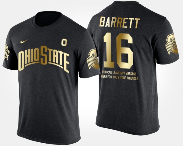 Ohio State Buckeyes #16 J.T. Barrett Short Sleeve With Message Gold Limited Men T-Shirt - Black