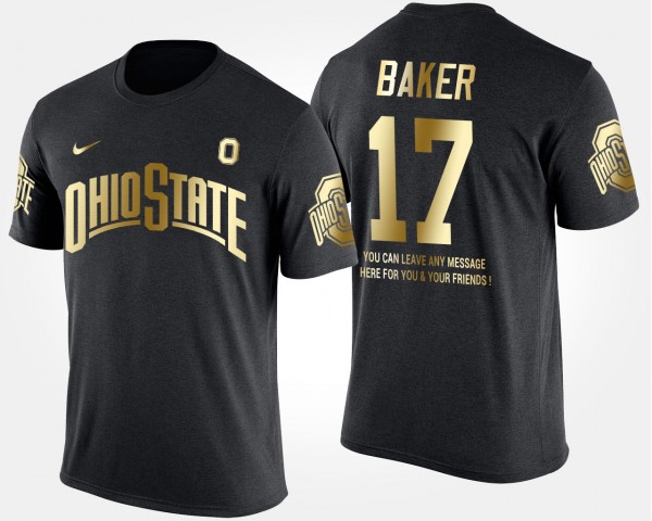Ohio State Buckeyes #17 Jerome Baker Men's Short Sleeve With Message Gold Limited T-Shirt - Black