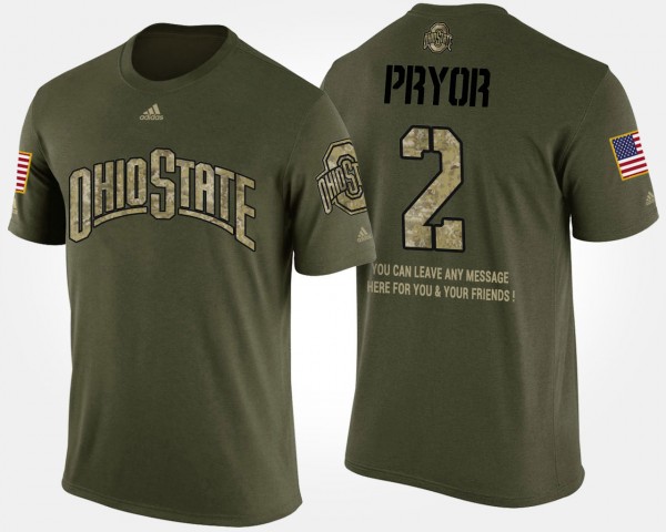 Ohio State Buckeyes #2 Terrelle Pryor Mens Short Sleeve With Message Military T-Shirt - Camo
