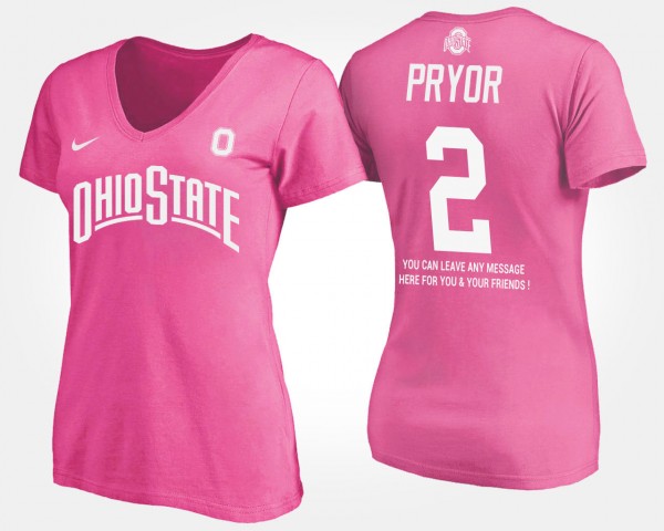 Ohio State Buckeyes #2 Terrelle Pryor With Message Women's T-Shirt - Pink