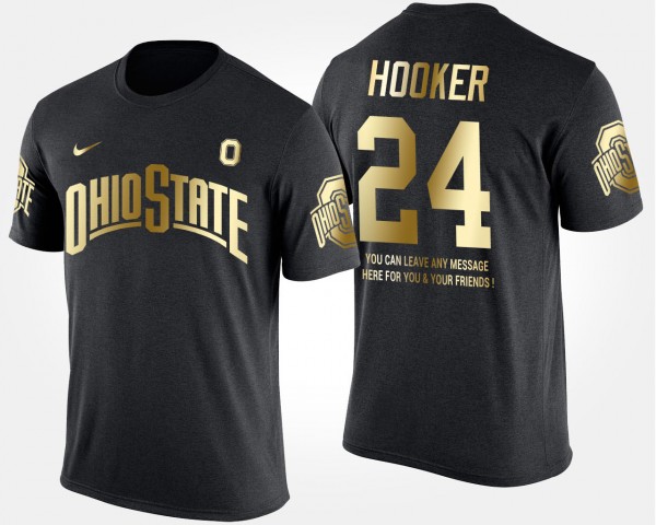 Ohio State Buckeyes #24 Malik Hooker Gold Limited Mens Short Sleeve With Message T-Shirt - Black