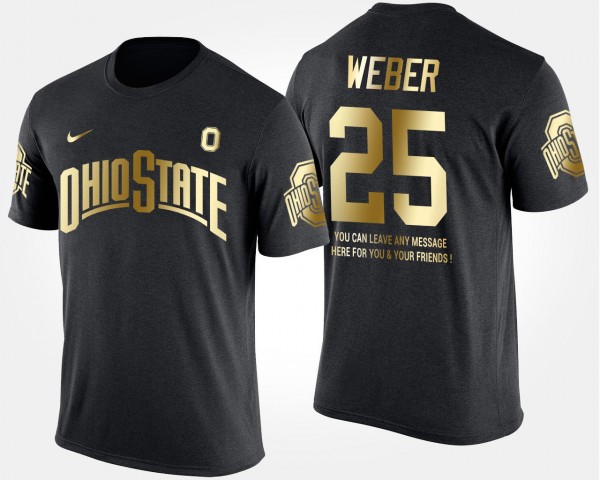 Ohio State Buckeyes #25 Mike Weber Short Sleeve With Message Gold Limited For Men T-Shirt - Black
