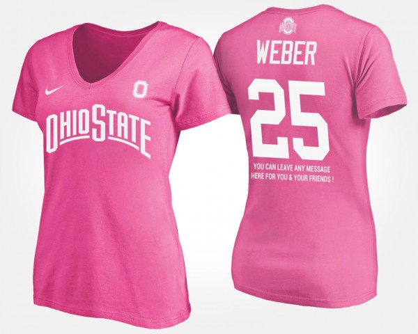 Ohio State Buckeyes #25 Mike Weber With Message Ladies T-Shirt - Pink