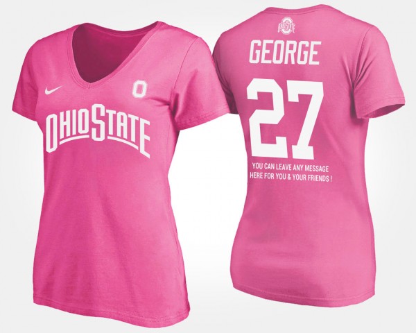 Ohio State Buckeyes #27 Eddie George Womens With Message T-Shirt - Pink