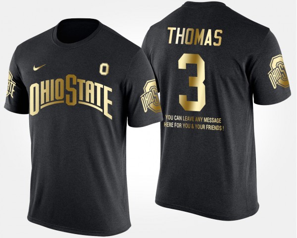 Ohio State Buckeyes #3 Michael Thomas Gold Limited Men's Short Sleeve With Message T-Shirt - Black