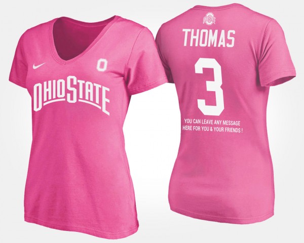 Ohio State Buckeyes #3 Michael Thomas With Message Ladies T-Shirt - Pink