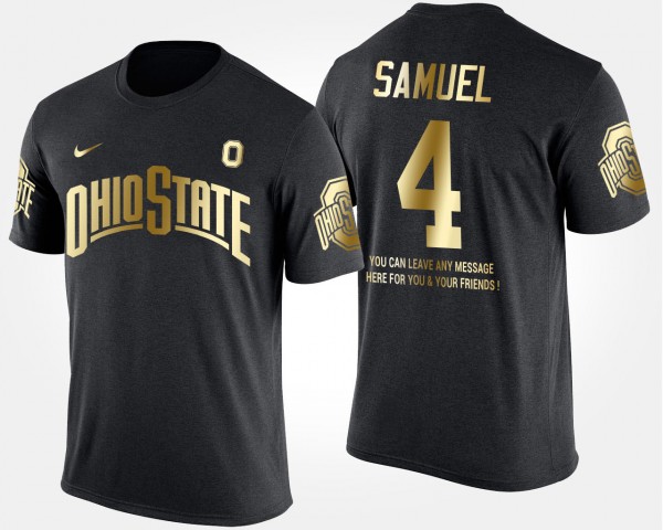 Ohio State Buckeyes #4 Curtis Samuel Gold Limited Mens Short Sleeve With Message T-Shirt - Black