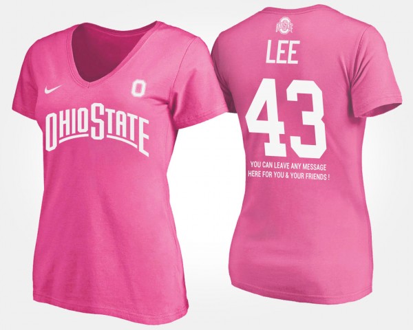 Ohio State Buckeyes #43 Darron Lee Ladies With Message T-Shirt - Pink