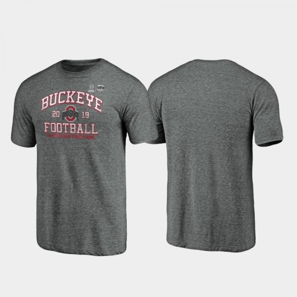 Ohio State Buckeyes Men Vintage Neutral Hashmark 2019 Fiesta Bowl Bound T-Shirt - Heather Gray