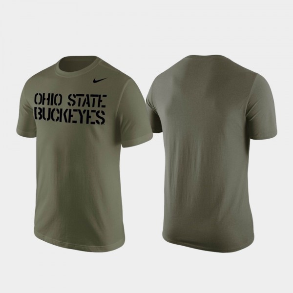 Ohio State Buckeyes Stencil Wordmark Men T-Shirt - Olive
